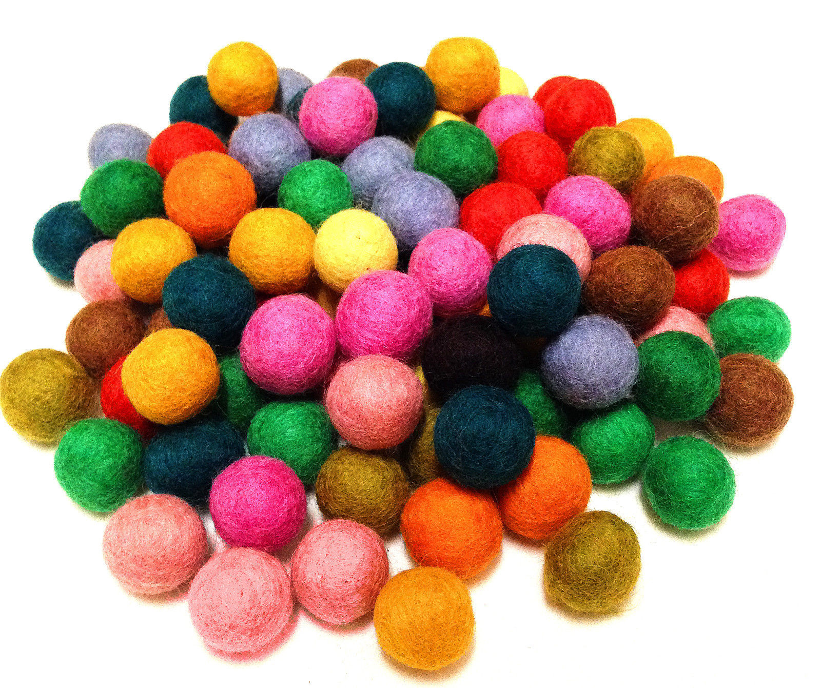 10 mm Hand Made Felted wool balls 100 pcs Mixed color - Click Image to Close